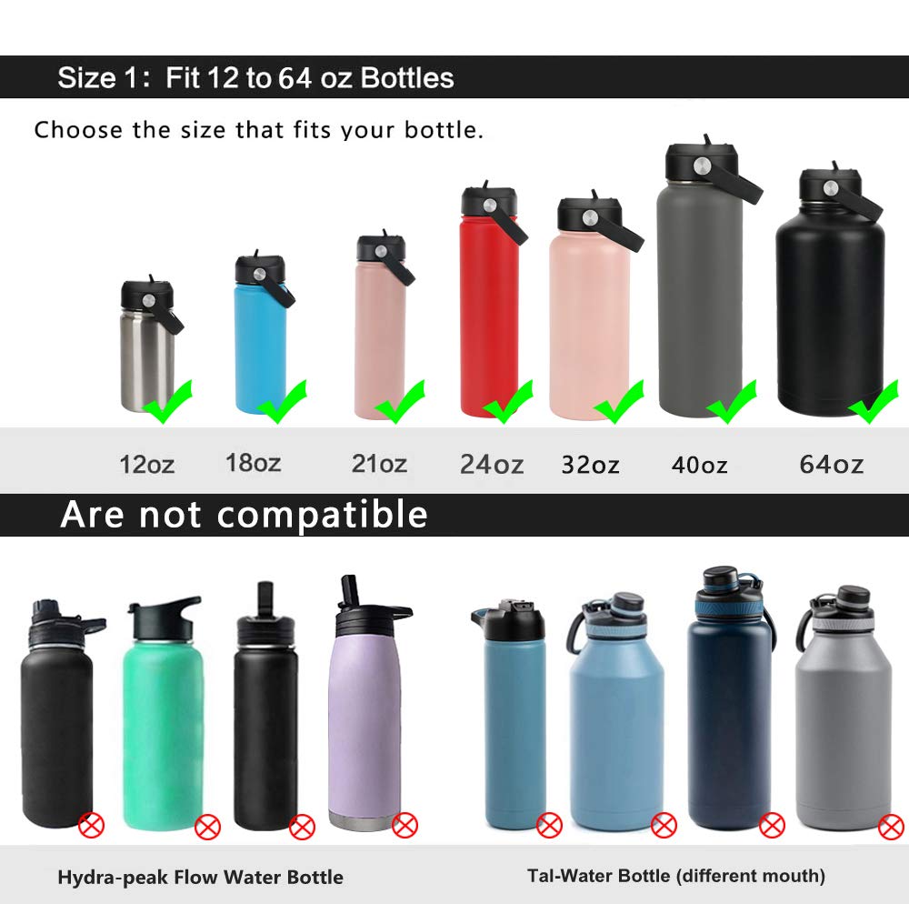 Straw lid for Hydroflask Wide Mouth Water Bottle,Straw Lid Flexible Handle Fit Hydro Flask 12 16 18 20 32 40 64 oz,Sports Straw Cap Flip Top Lid Water Bottle Lid Accessories…