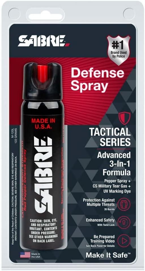 SABRE Magnum 120 Defense Spray - 3-In-1 Triple Protection Formula | 35 Bursts, 12-Foot Range, 92.4g Canister