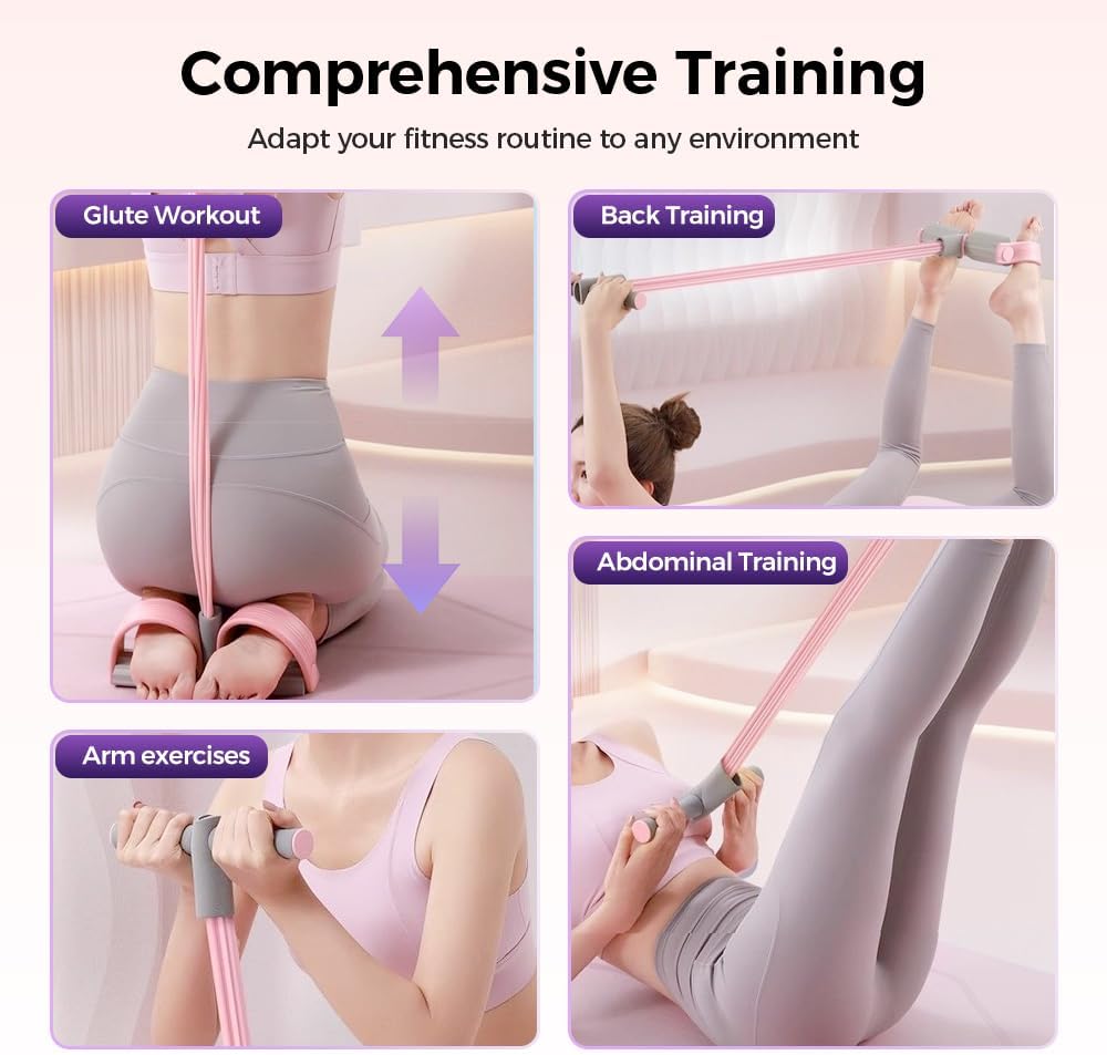 Skiennix Pedal Resistance Bands - Upgrade Elastic Yoga Bands with Handles for Full-Body Training