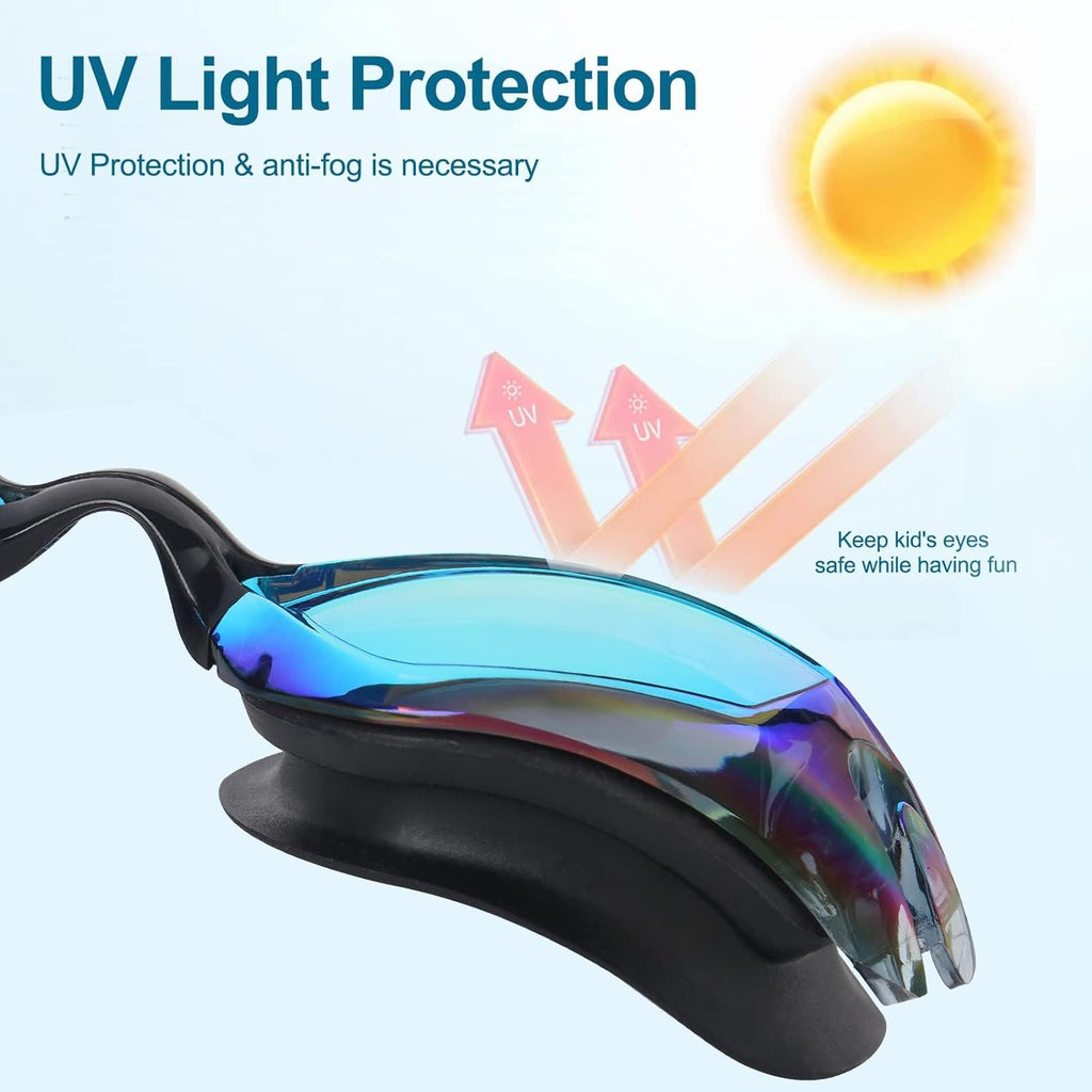 Skiennix Kids Swim Goggles - Anti-Fog, Leak Proof & UV Protection | 2 Pack for Ages 3-14