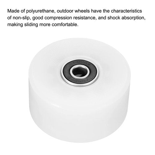 PATIKIL 32 x 58mm Roller Skate Wheels with Bearings, 4 Pack 82A Quad Skate Replacement for Double Row Skate Skateboard Indoor or Outdoor, White
