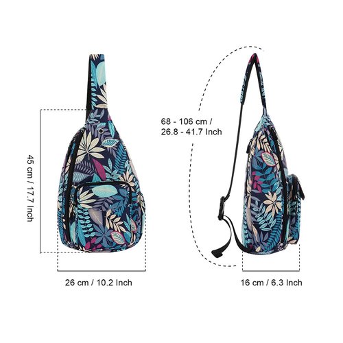 XEYOU Women's Sling Crossbody bag Casual Daypack Outdoor Travel Hiking Backpack for Cycling Walking Dog Hiking, Blue Maple Leaf