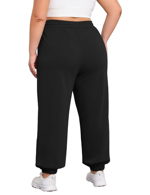 FOREYOND Plus Size Sweatpants for Women Casual Lounge Yoga Joggers Elastic Waist Workout Active Sweat Pants with Pockets Black 3XL