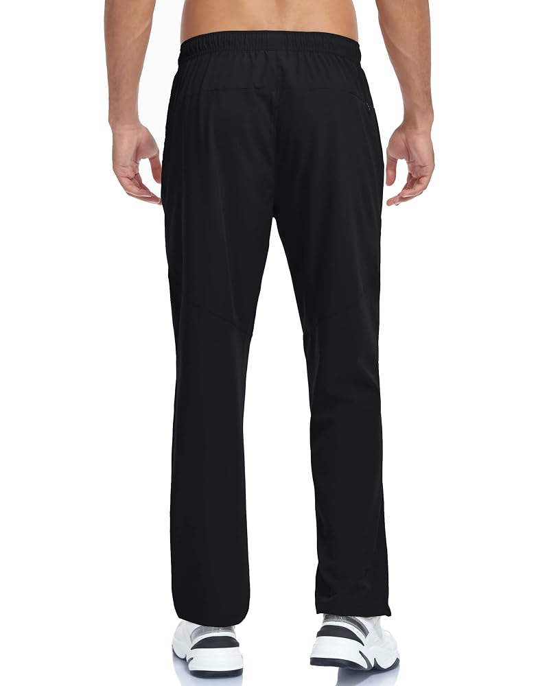 Men's Lightweight Hiking Pants - Breathable Quick Dry, Water-Resistant, UPF 50+, Zipper Pockets, Black, Large