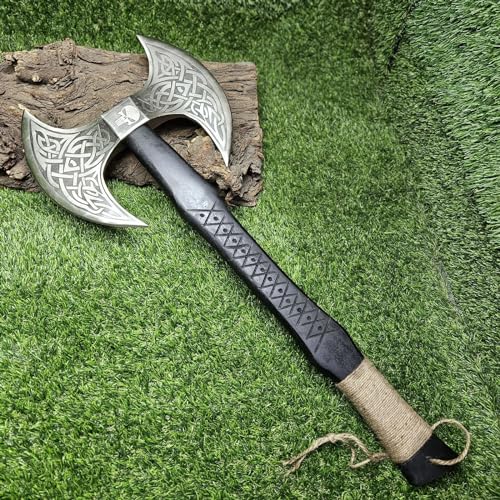 Poshland AX-7001 Custom Forged Carbon Steel Viking Axe with Rose Wood Handle — Handcrafted Camping & Hunting Hatchet