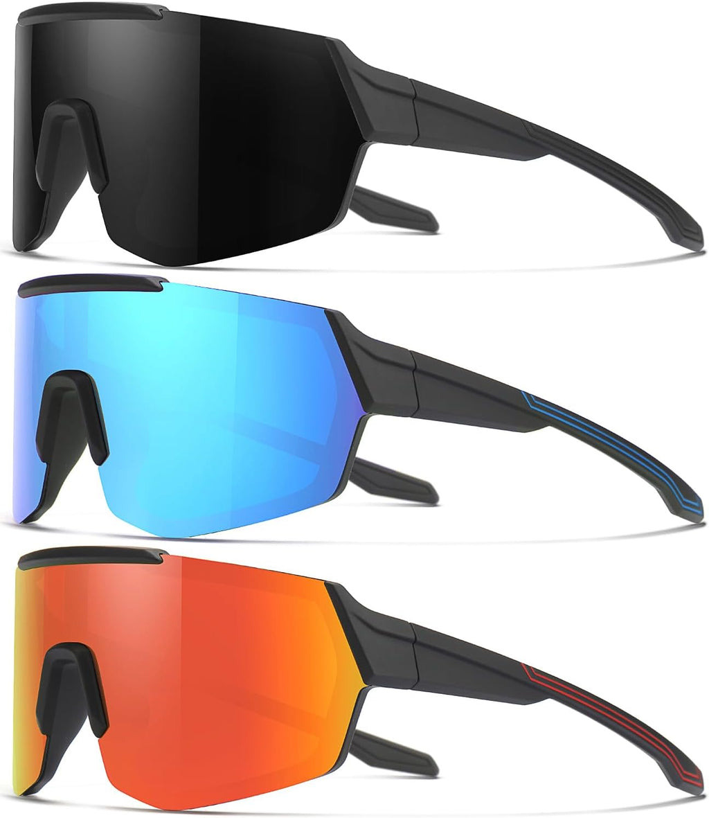 SEKKAF Youth Baseball Sunglasses - UV Protection for Boys & Girls | 3-Pack Sports Goggles
