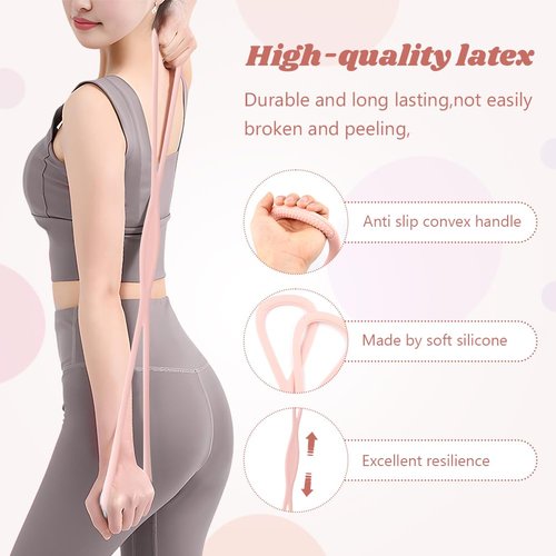 3 Pack Figure 8 Resistance Bands for Women, 15 lbs, 25 lbs & 35 lbs, 8 Shaped Exercise Bands for Arms, Back, Shoulders, Legs and HIPS Working Out(Color:Pink+Blue+Grey)