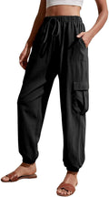 Skiennix High Waisted Jogger Pants - Loose Tapered Cargo Style with Pockets & Drawstring | Women's Sweatpants