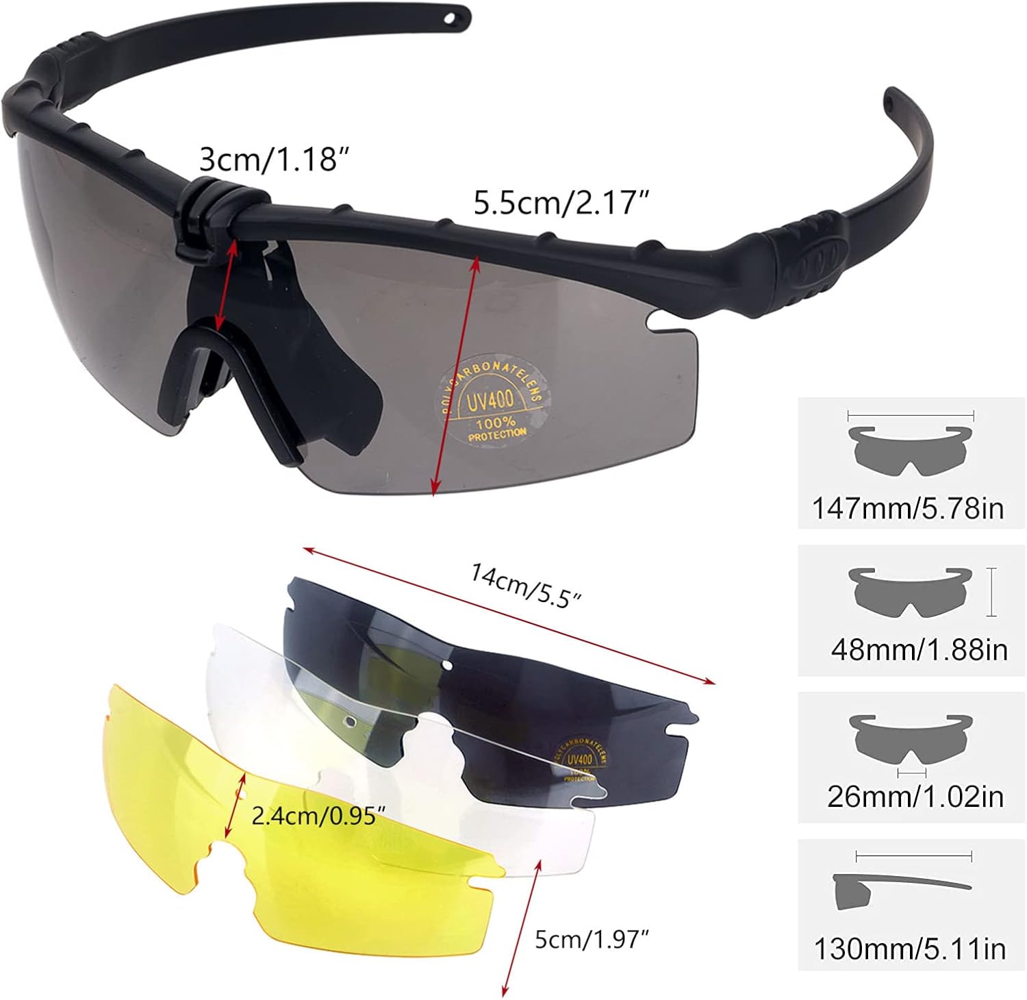 Skiennix Sports Goggles - Anti-Fog Sunglasses with 3 Interchangeable Lenses for Optimal Vision