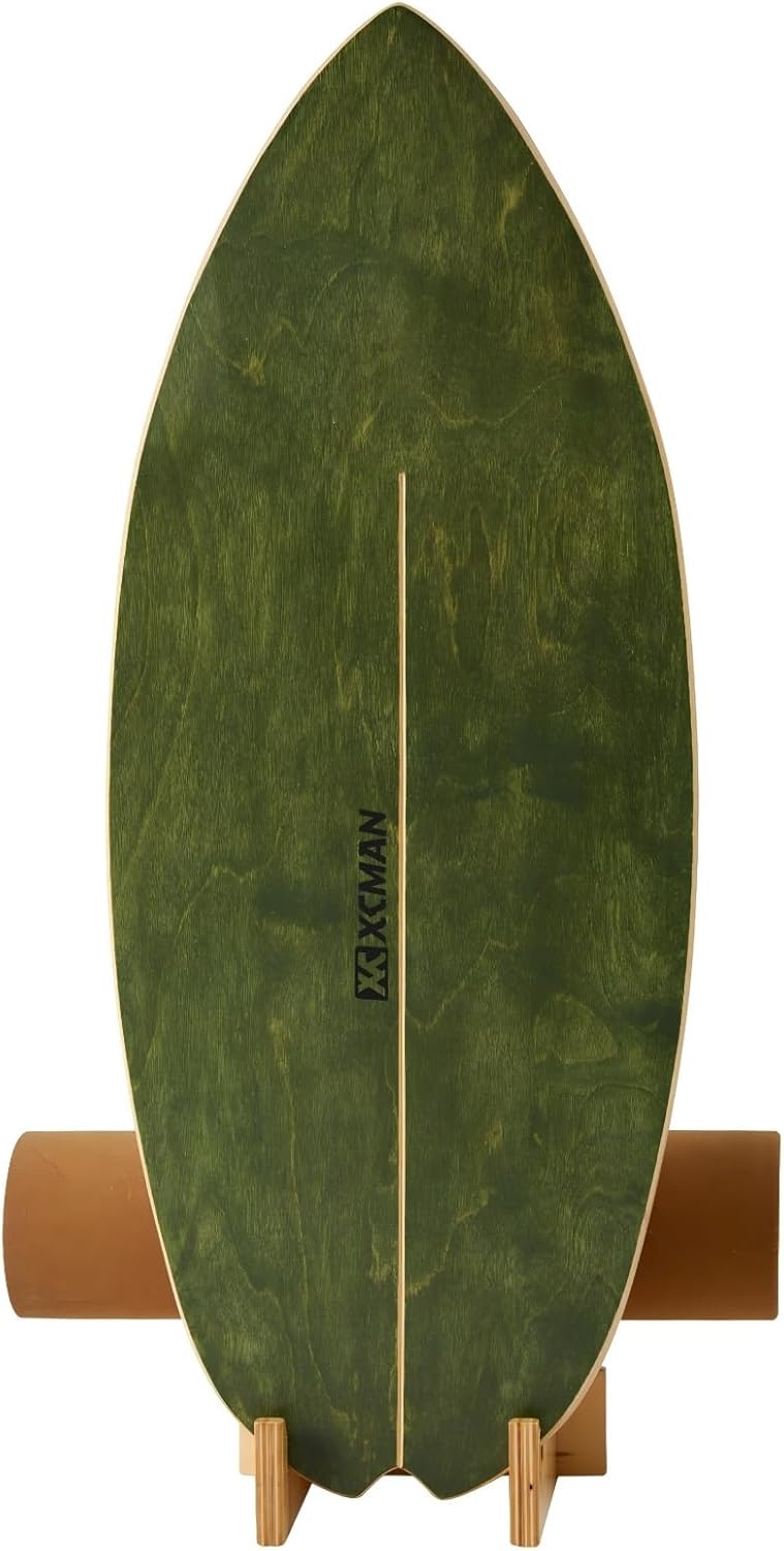 XCMAN Surf Balance Board Trainer - Non-Slip Wooden Stability Trainer for Surfing, Snowboarding & Yoga | Ideal for Adults & Kids