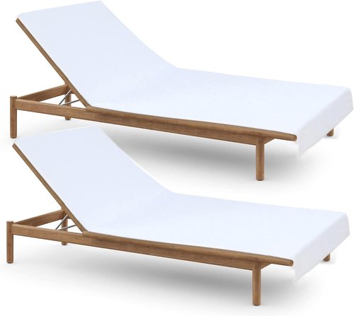 COTTON CRAFT Pool Lounge Chair Cover - 100% Cotton Soft Terry Towel - Oversized 32" W x 82" L x 7" Pocket - White