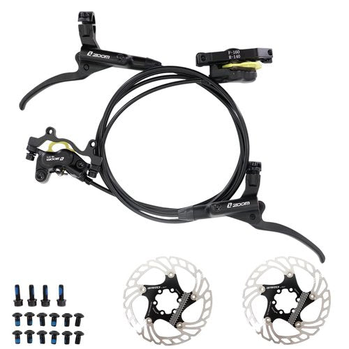 DJC 4 Pistons Hydraulic Brake Caliper MTB with Bike Floating Rotor Disc 160mm Left Front Right Rear Oil Brake HB876 (1# Black and Rotor Pair)