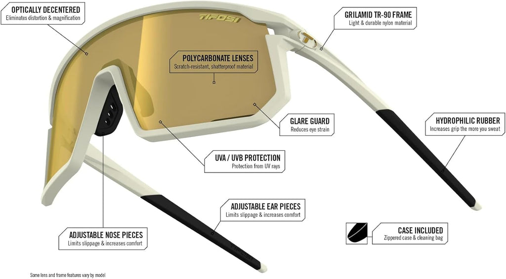 Tifosi Moab Cycling Glasses - Shatterproof Polycarbonate Lens for Cycling, Baseball & Pickleball