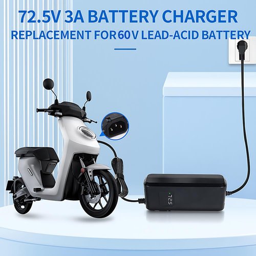 YZPOWER 72.5V 3Amp Battery Charger for 60V 20Ah GLE/AGM/Lead Acid Batteries Pack 3 Pin Connector,Power Charger Adapter Universal with Display Built-in Fan