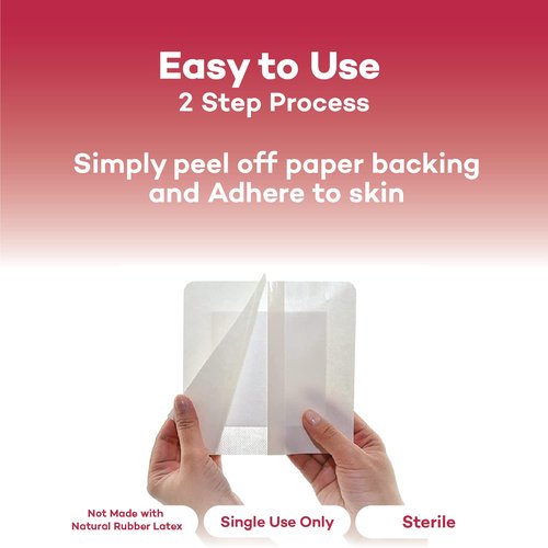 Dealmed Sterile Gauze Island Wound Dressing 6" x 6" Gauze Pads, Disposable, Latex-Free, Adhesive Borders with Non-Stick Pads First Aid Kit and Medical Facilities 25 Count
