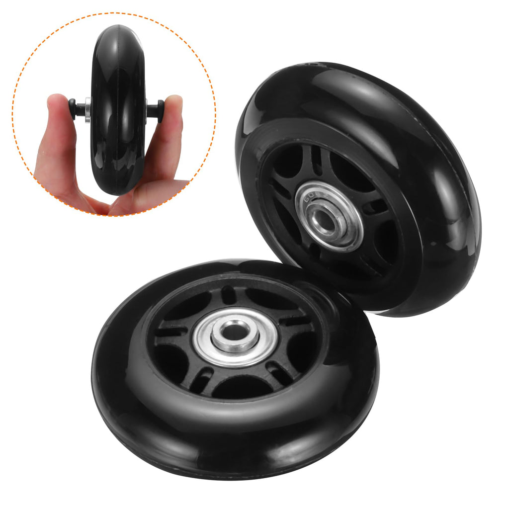 uxcell Set of 1 Luggage Wheels Replacement 75 x 24 mm/3" x 0.9" Rubber Swivel Caster Bearing Wheels Repair Kits for Suitcase Inline Outdoor Skate,Black
