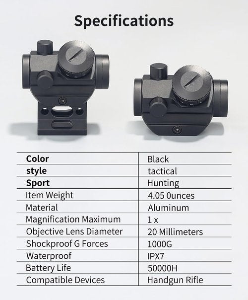 Beileshi Red Dot Sight, 4 MOA Compact Red Dot Gun Sight Rifle Scope with 1 inch Riser Mount (Black Color)