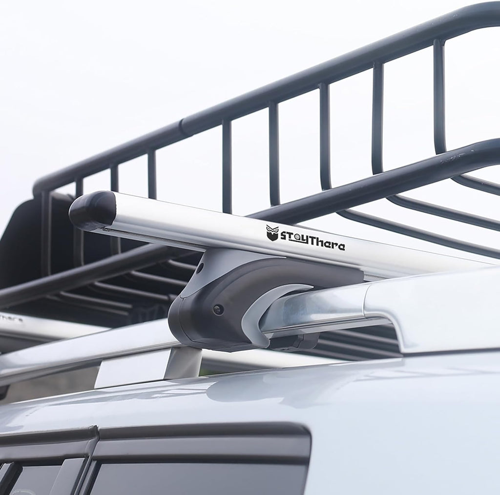 Stay There Car Roof Rack Cross Bars - 56” Aero Thick Aluminum | Adjustable Universal Fit for Most Vehicles, 200 lbs Capacity