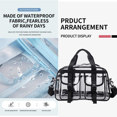 FINEJUSTOK Transparent Tote Bag - Waterproof PVC Crossbody for Sports, Concerts & Work
