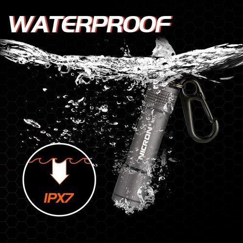 NICRON EDC Keychain Flashlight N1 - Mini LED Light, IPX7 Waterproof, Portable for Outdoor Use | Grey