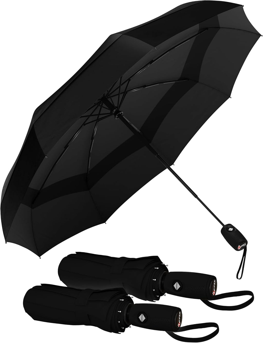 REPEL Windproof Travel Umbrella - Compact Design Withstands Winds Up to 85MPH | Durable Auto Folding Umbrella for Rain & Sun
