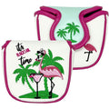 Giggle Golf Flamingo Golf Head Covers – Driver, Fairway, Hybrid & Putter – Tropical Black Flamingo Design - Great Gift (for Mallet/White)