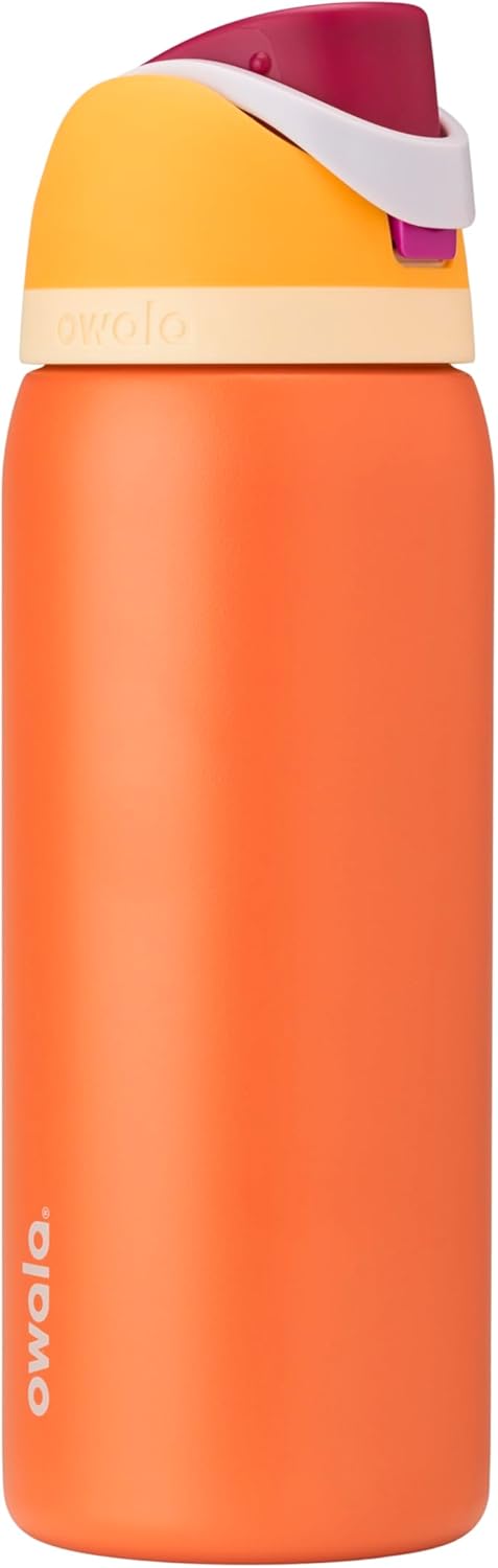 Owala FreeSip Insulated Stainless Steel Water Bottle - 32 oz BPA-Free | Citrus Crush for Sports & Travel