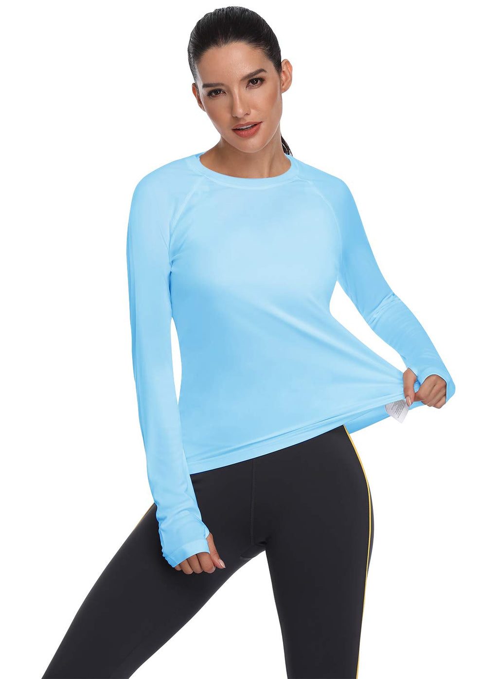 HISKYWIN Women's UPF 50+ Sun Protection Long Sleeve Shirts Outdoor Hiking Fishing Tops HF103- Blue-M