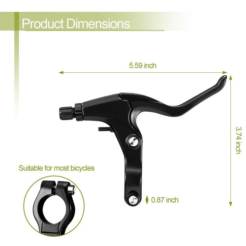 Boao 2 Pieces Mountain Bike Brake Aluminum Alloy Brake Handles with 3 Finger Design 2.2 cm Diameter and Bike Brake Cables Wires for Most Bicycles, Road Bikes