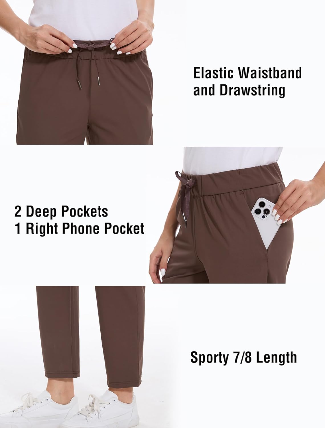 Skiennix Women's Golf Pants - Stretchy 7/8 Ankle Sweatpants with Deep Pockets for Work & Travel