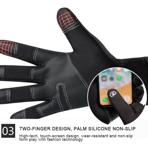 Softfree Winter Gloves with Touchscreen Fingers for Men, Waterproof Warm Glove Cold Weather Driving Gloves Anti-Slip Sports Gloves for Cycling Running Skiing Hiking Climbing (Black,Large)