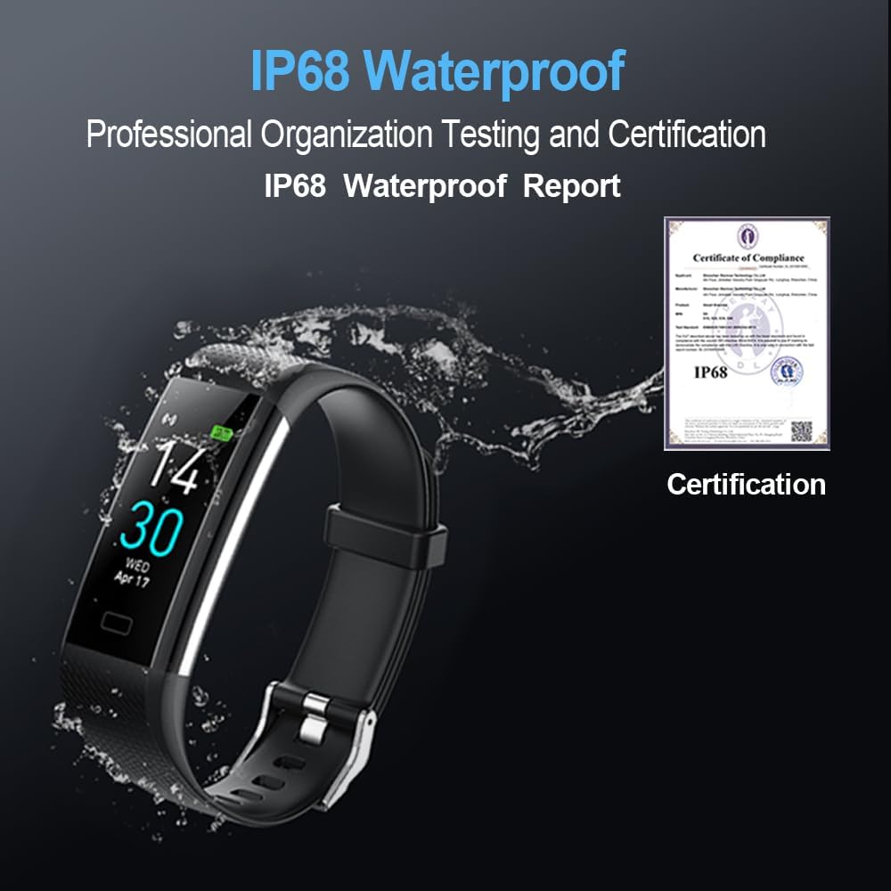 Skiennix Fitness Tracker - Heart Rate Monitor & Step Counter | IP68 Waterproof Smart Watch for Men & Women