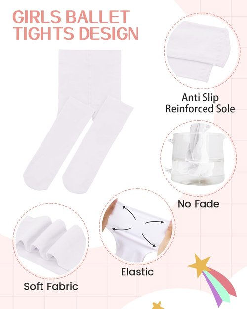 Century Star Girls Ballet Tights - Super Soft Footed Dance Tights for Toddlers | Comfortable Fit