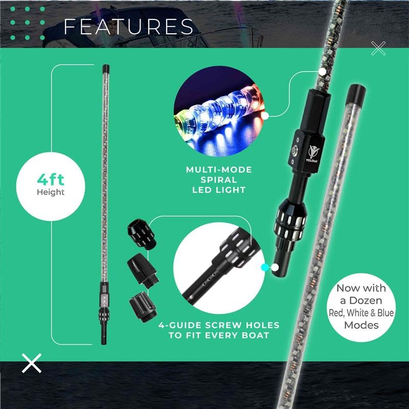 4ft Marine Boat Navigation LED Lights with Show Modes - Coast Guard Approved