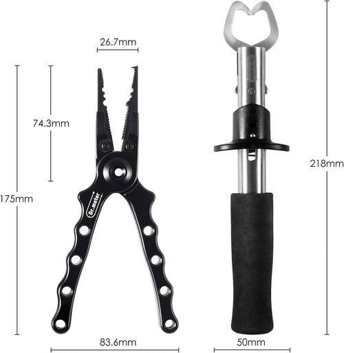 Dr.meter Aluminum Fishing Pliers - Saltwater Resistant Gear with Tungsten Carbide Cutters & Gripper | Fishing Gifts for Men