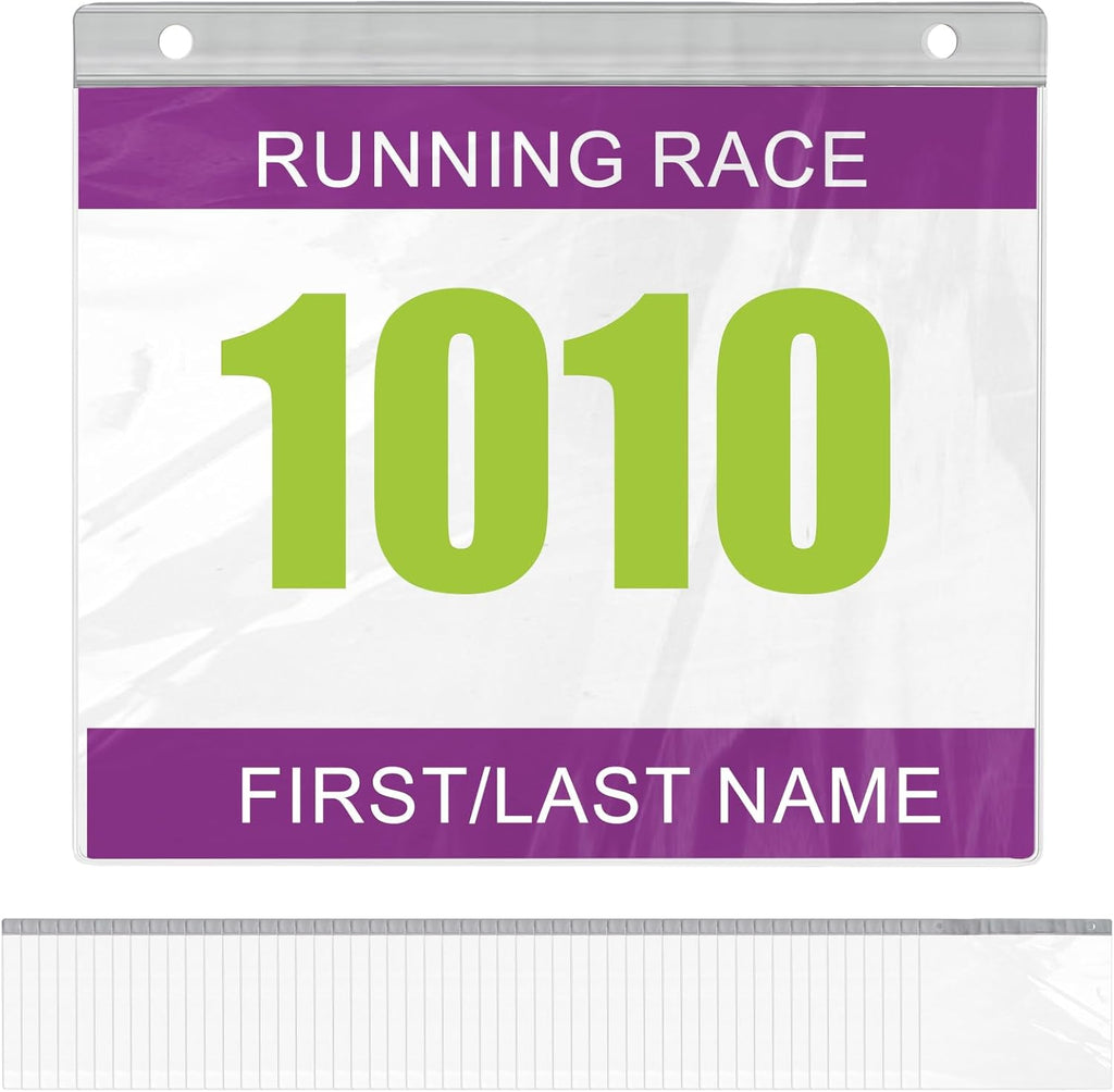 Yarlung Race Bib Holder Sleeves - 50 Pack Clear Vinyl Protectors for Runners & Athletes