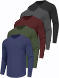 5 Pack Mens Long Sleeve Quick Dry Active Athletic T Shirt Running Gym Workout Tee Tops