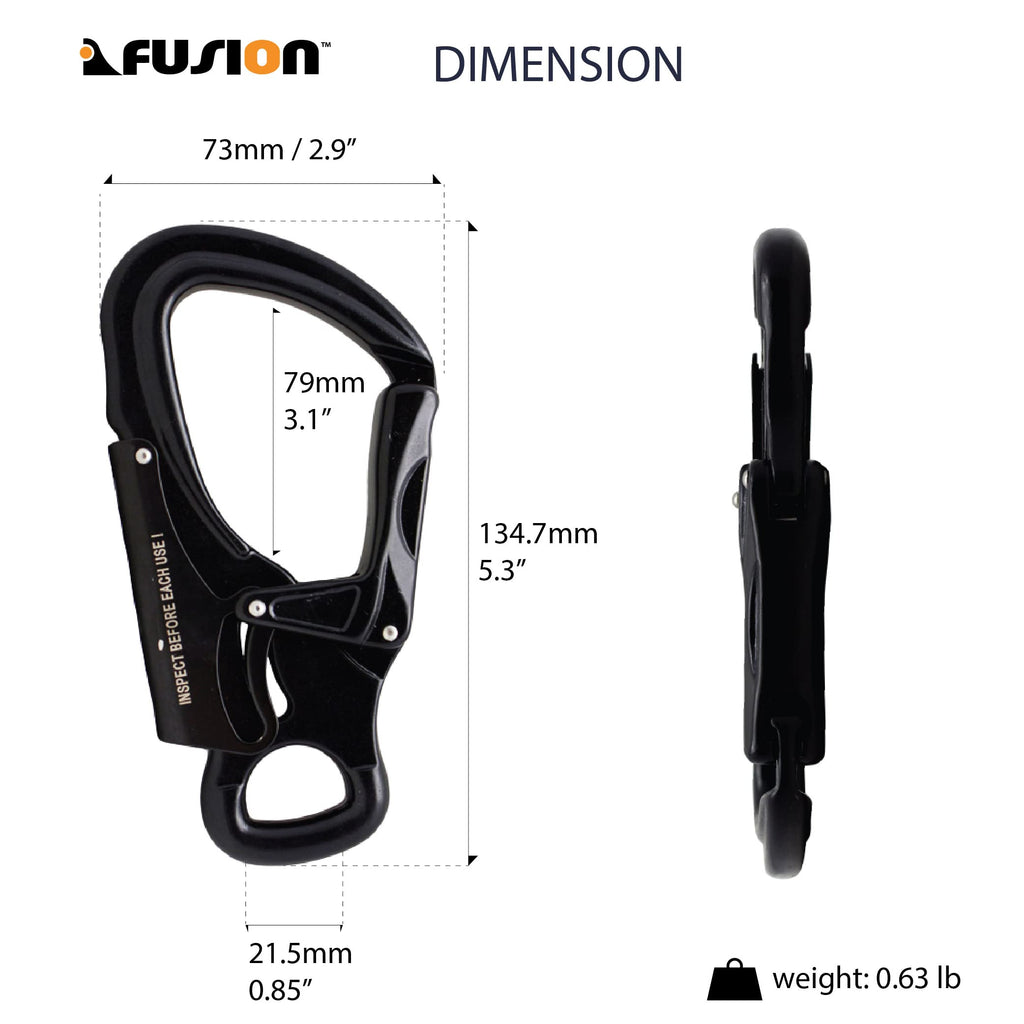Snap Auto-Locking Carabiner 32KN (5-Pack) - Fusion Climb Tudor - Professional Rock Climbing Carabiner, Aluminum