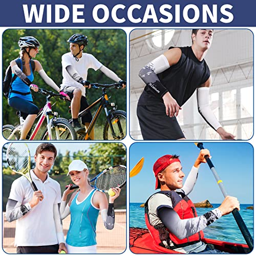 UV Sun Protection Arm Sleeves 4 Pairs Cooling Ice Silk Sports Cover for Men Women