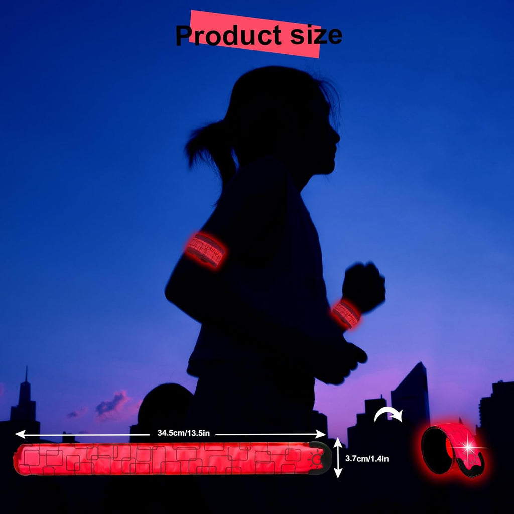 Skiennix LED Safety Wristband Lights - Rechargeable Glow Arm & Ankle Bands | High Visibility for Night Running