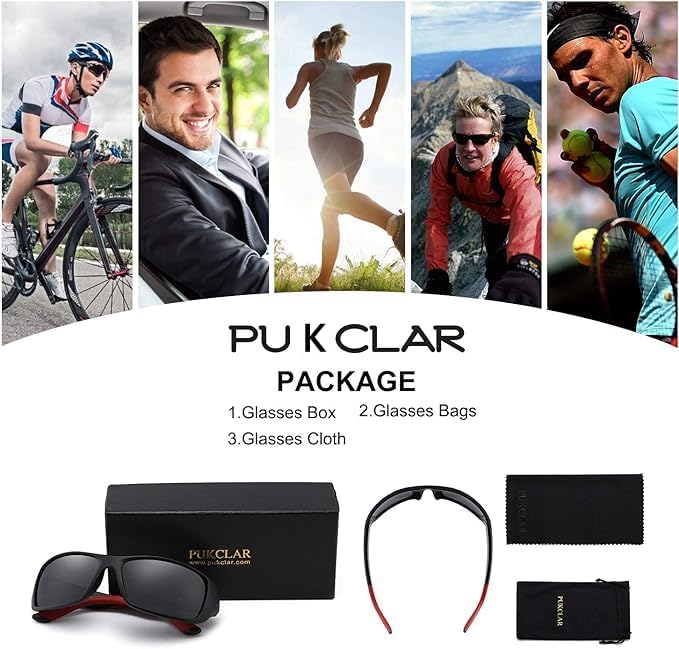 PUKCLAR Polarized Sports Sunglasses - Unbreakable Frame for Men & Women | Ideal for Driving, Cycling, Fishing & Golf