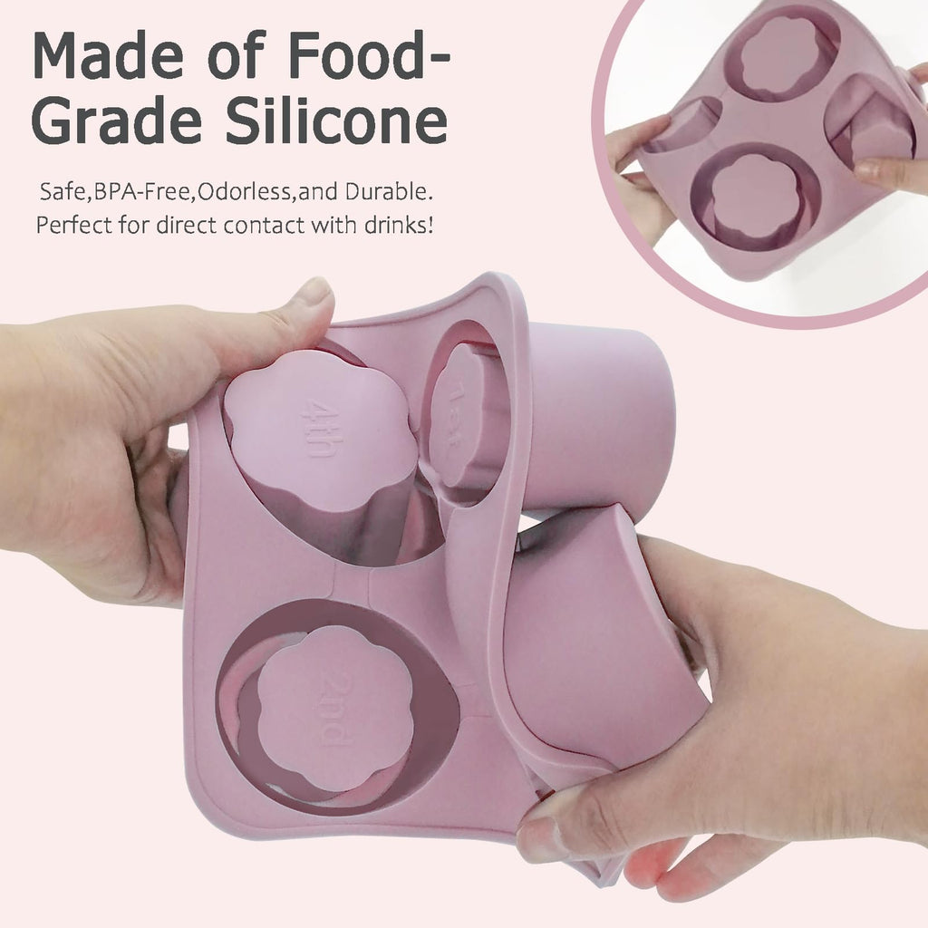 Silicone Ice Cube Tray Compatible with Owala FreeSip Sway 30oz 40oz, FreeSip Tumbler 40oz,4 Size Hollow Ice Molds,BPA-Free Food-Grade Ice Mold for Tumbler Bottles & Cocktails(Lilac Bloom)