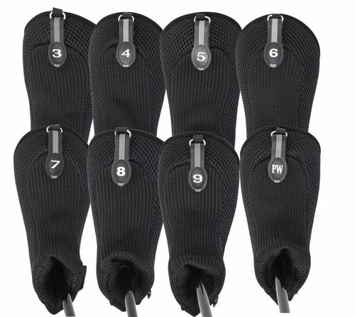 Black All Hybrid Headcover Set 3-pw Golf Club Covers Head Cover Mesh 3 4 5 6 7 8 9 Pw Complete