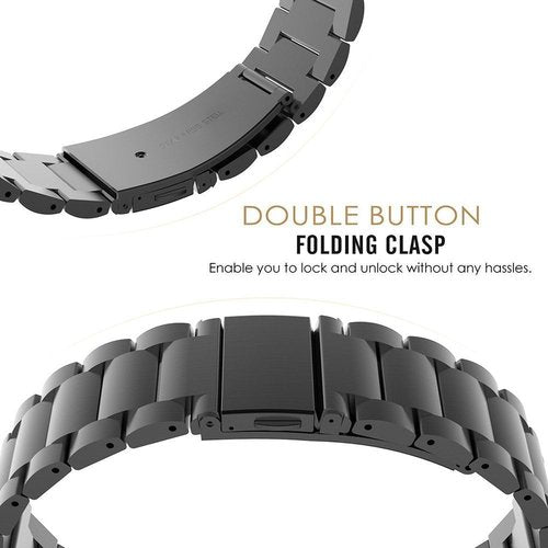 Compatible with ALPHAGEAR Smartwatch Bands, 22mm, 24mm Quick Release Stainless Steel Metal Replacement Straps Compatible with ALPHAGEAR Bravo II, Raptor, Commander, Juliet Smartwatch (Black, 24mm size band)