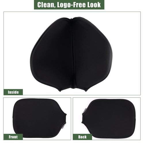 2pcs Neoprene Pickleball Paddle Covers, Universal 8.6 x 12.2 inch, USAPA Standard & Elongated Paddles Neoprene Sleeve Fits Most Pickleball Paddles (Black)