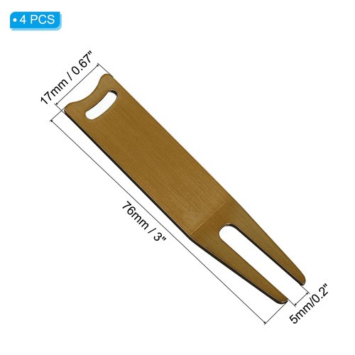 PATIKIL Metal Bending Golf Divot Repair Tool, 4 Pcs Metal Golf Fork Accessory Curved Spit for Golf Golfer Men Women Repairing, Brass