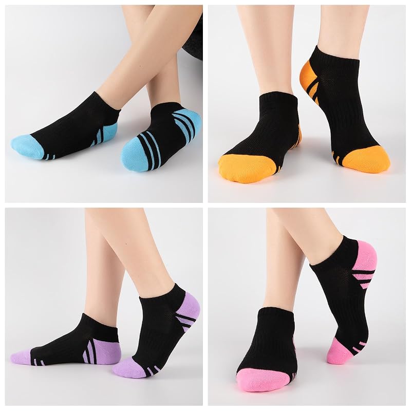 8 Pairs Women’s Ankle Socks with Cushioned Sole, Breathable Athletic Low Cut Socks – Black