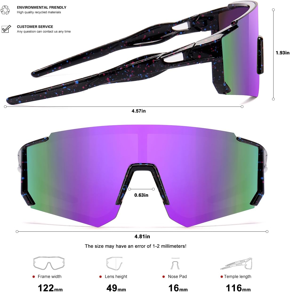 SEKKAF Kids Sunglasses - UV Protection Baseball & Softball Sports Glasses for Boys & Girls