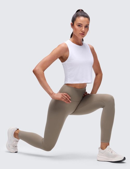 CRZ YOGA Pima Cotton Crop Tank Top for Women - Soft Comfort Sleeveless Workout Shirt