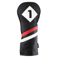 Majek Retro Golf Headcover Black Red and White Vintage Leather Style 1 Driver Head Cover Fits 460cc Drivers Classic Look